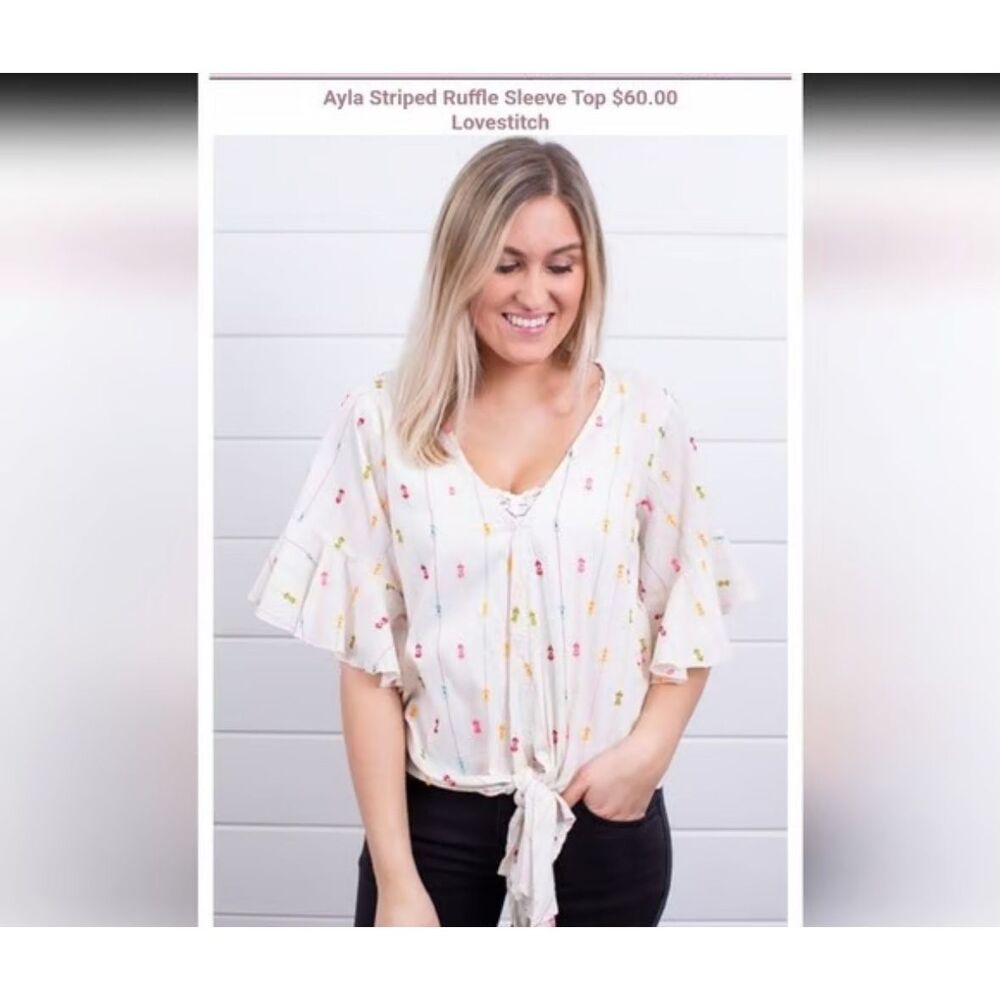 Love Stitch Alya boho festival top ruffle sleeve M